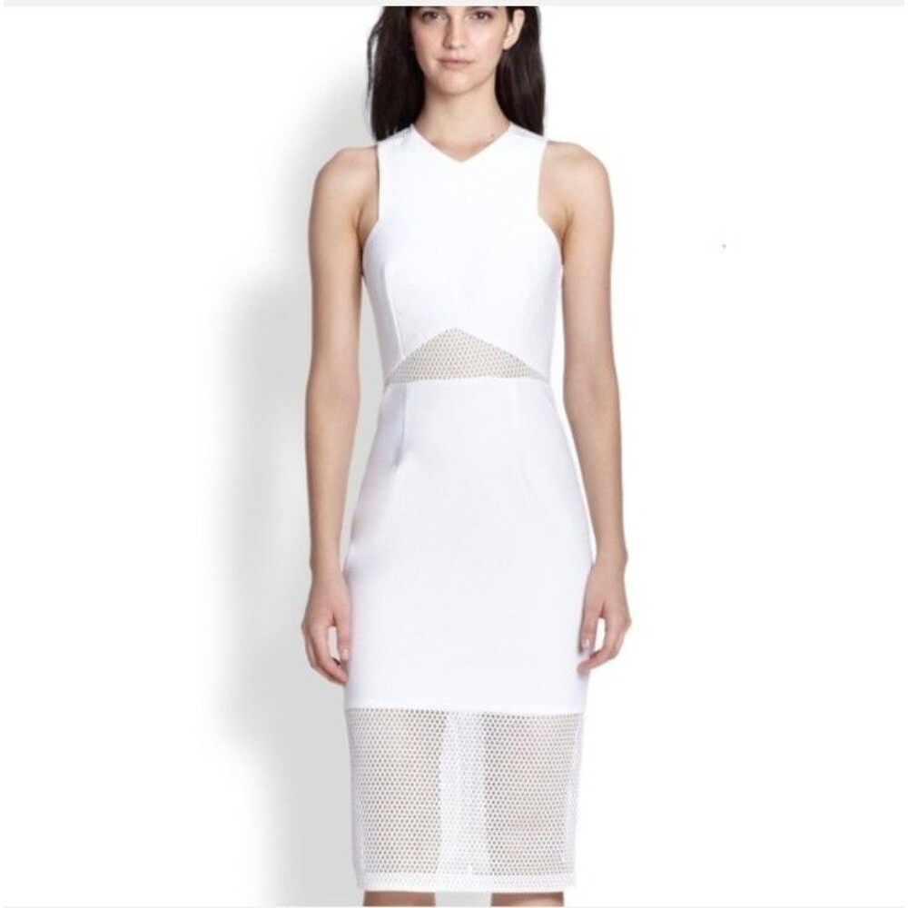 Nicholas for Revolve Mesh Panelled Dress Sleeveless Sheath Dress Ivory Sz 4 $635